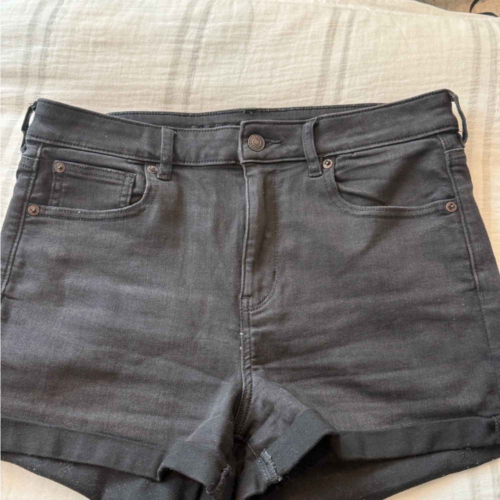 American Eagle Outfitters Black High-Rise Stretch Shorts